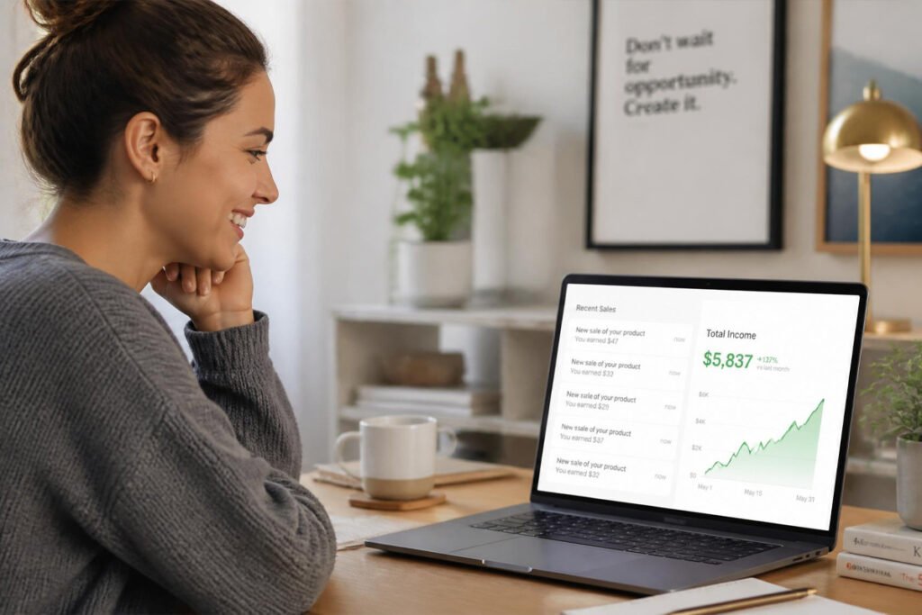 creator with a successful digital product business