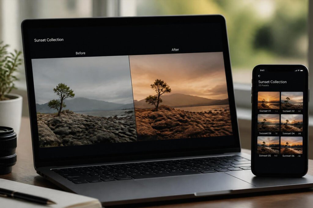 Lightroom presets and design assets digital product example