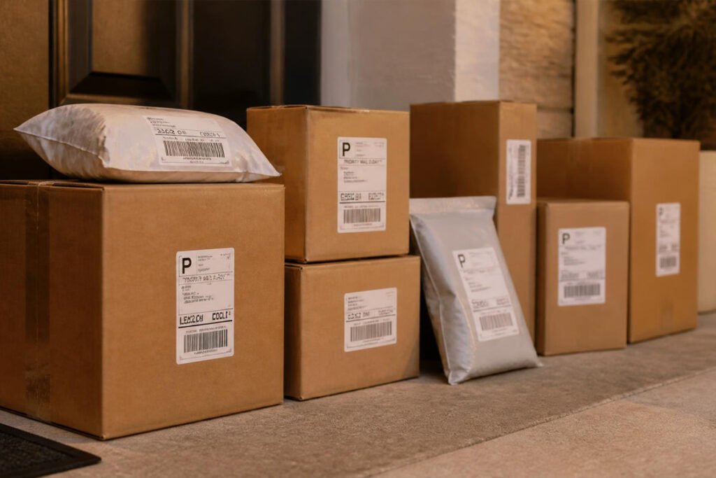 neatly packed and labeled shipping boxes ready to ship