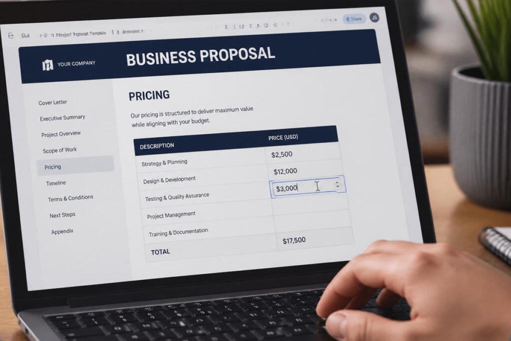 steps to customize a business proposal template for a client