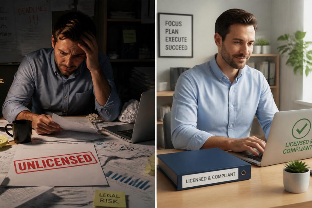 unlicensed online seller versus licensed compliant online store
