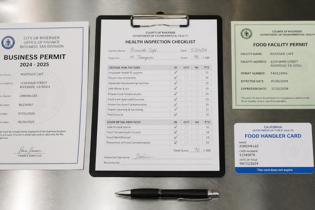 food truck permit documents and health inspection checklist