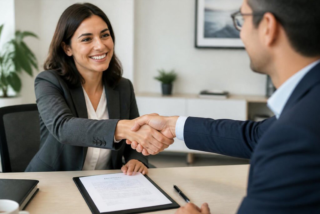 signed business proposal after successful solicited or unsolicited pitch