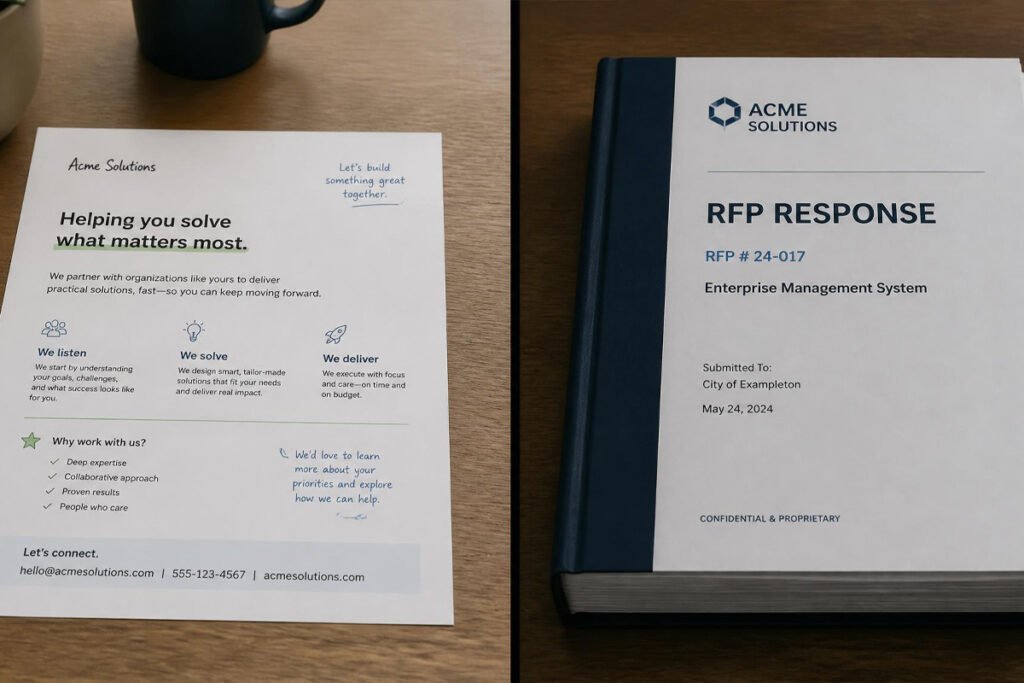 unsolicited cold proposal versus solicited RFP response proposal