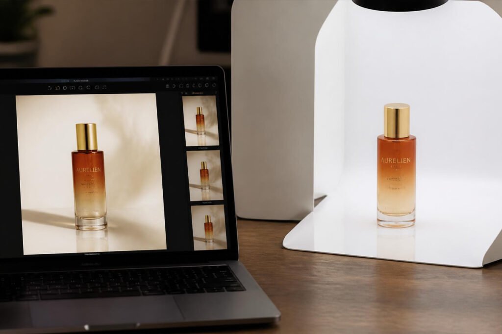 finished professional product photo shot in a home photography setup