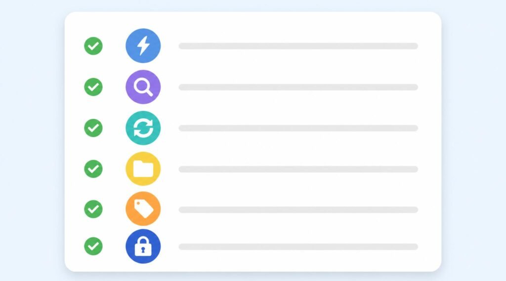 gpt image 2 A clean infographic style illustration of a large checklist card with six icons 0